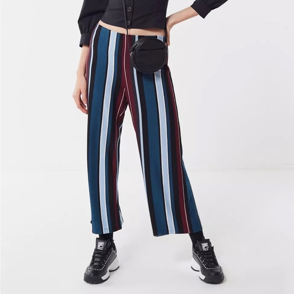 NWT Urban Outfitters Striped Sz S Wide Leg Cropped Pants - Picture 1 of 10